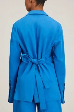 Cotton Linen Blazer In Cerulean -All Seasons Style proenza schouler cotton linen blazer in cerulean 3