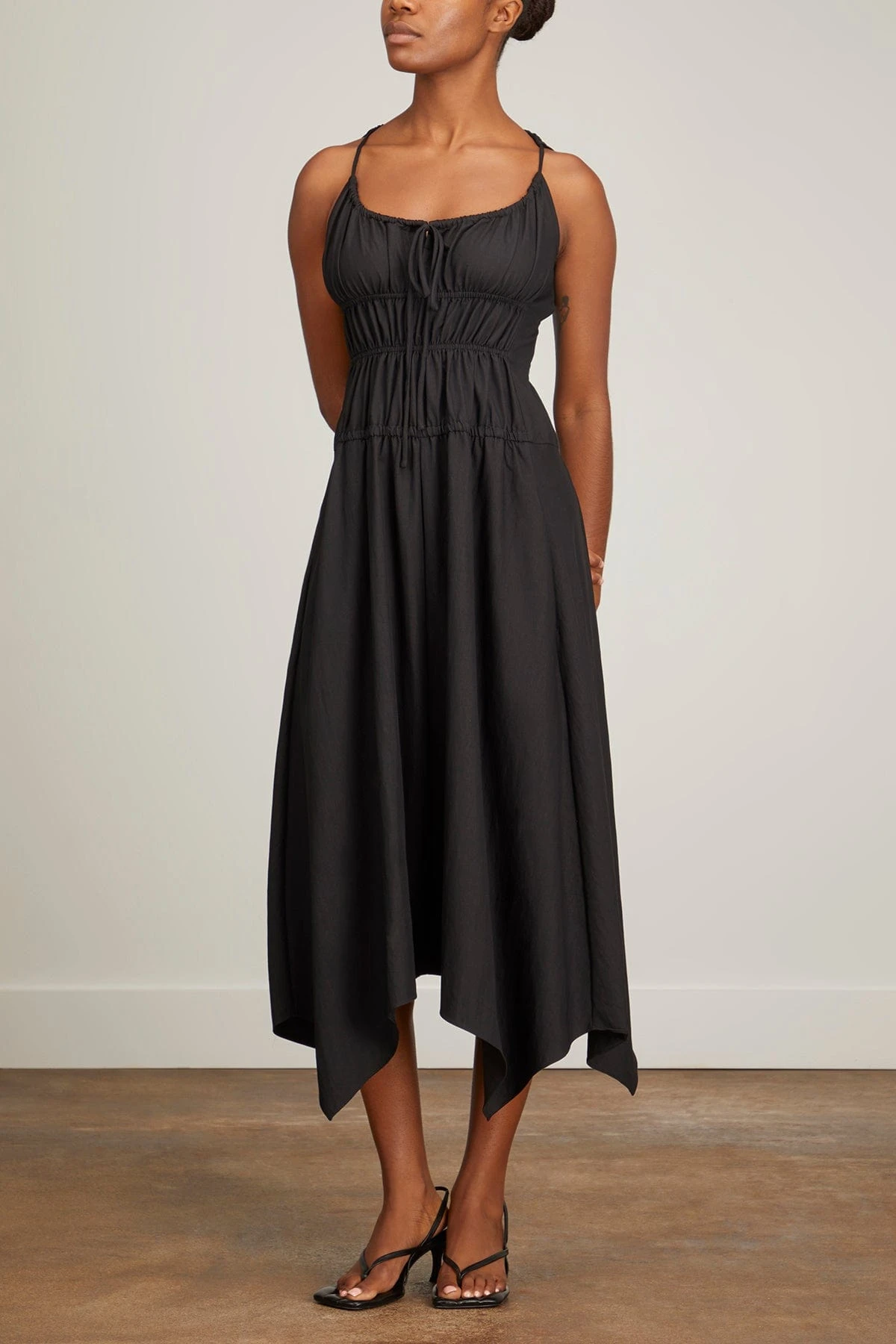 Drapey Suiting Ruched Dress In Black 5 Drapey Suiting Ruched Dress In Black - Image 3