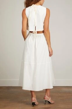 Poplin Cutout Midi Dress In Off White -All Seasons Style proenza schouler poplin cutout midi dress in off white 3