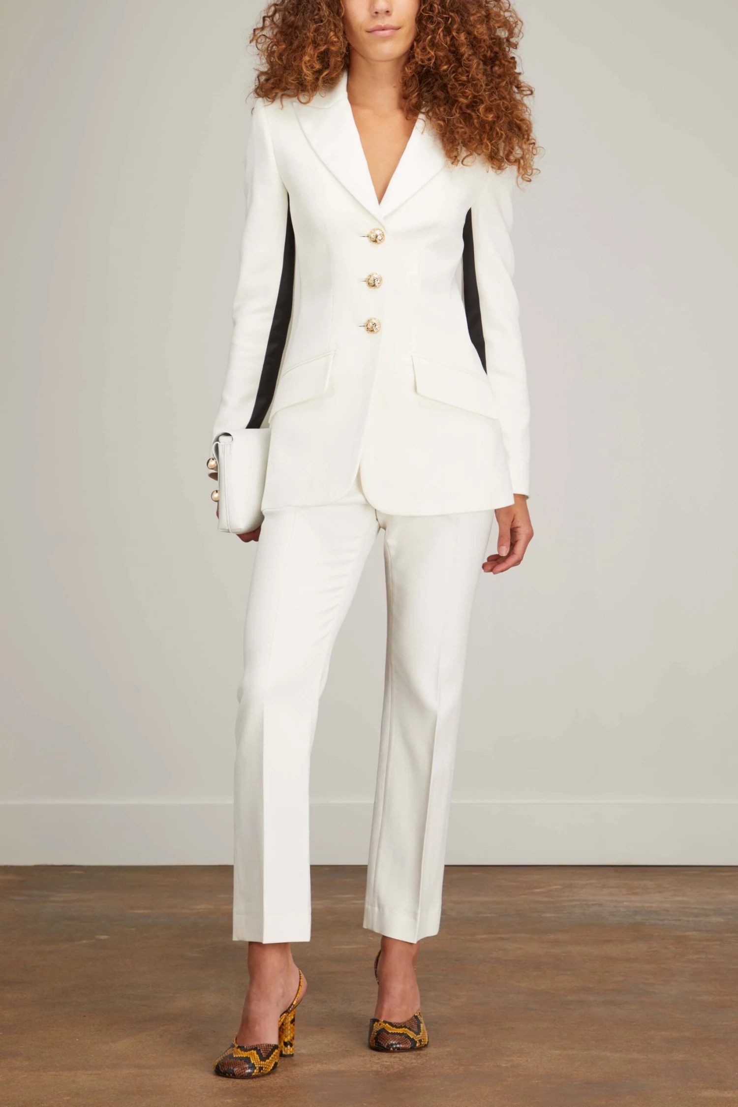 PROENZA SCHOULER Viscose Suiting Tuxedo Jacket In Off White Multi 4 PROENZA SCHOULER Viscose Suiting Tuxedo Jacket In Off White Multi - Image 2