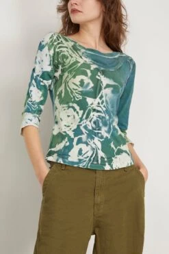 Bryony Top In Teal Army Rose -All Seasons Style raquelallegra BryonyTopinTealArmyRose 2