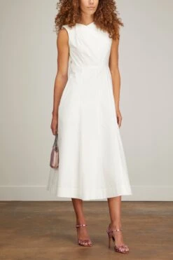 Cotton Poplin Midi Dress In White 8 Cotton Poplin Midi Dress In White -All Seasons Style roland mouret cotton poplin midi dress in white 1