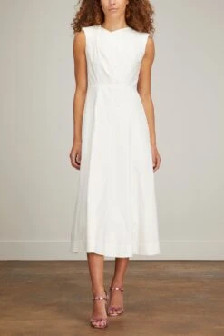 Cotton Poplin Midi Dress In White 9 Cotton Poplin Midi Dress In White -All Seasons Style roland mouret cotton poplin midi dress in white 2