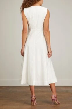 Cotton Poplin Midi Dress In White 10 Cotton Poplin Midi Dress In White -All Seasons Style roland mouret cotton poplin midi dress in white 3