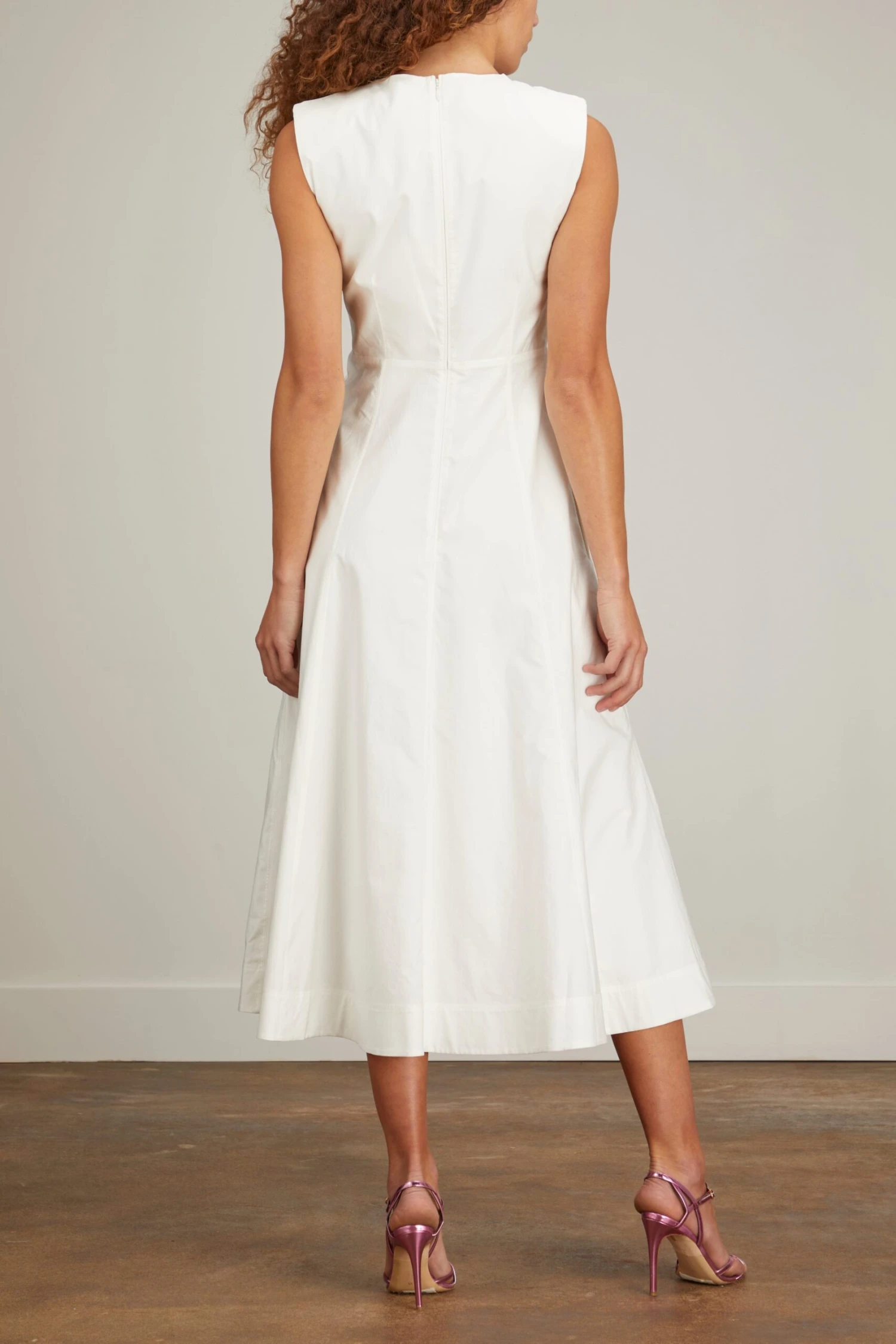 Cotton Poplin Midi Dress In White 6 Cotton Poplin Midi Dress In White - Image 4
