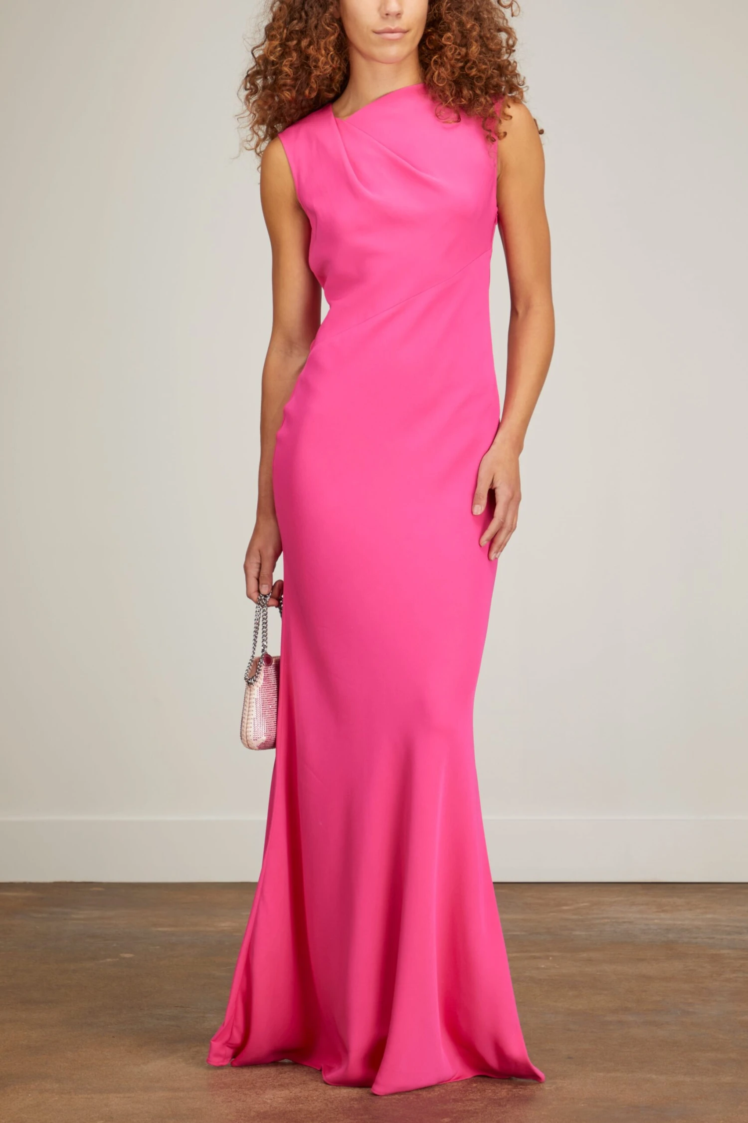 Stretch Cady Maxi Dress In Pink 4 Stretch Cady Maxi Dress In Pink - Image 2