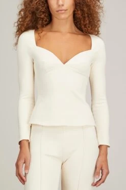 Long Sleeve Sweetheart Top In Parchment -All Seasons Style rosetta getty long sleeve sweetheart top in parchment 2