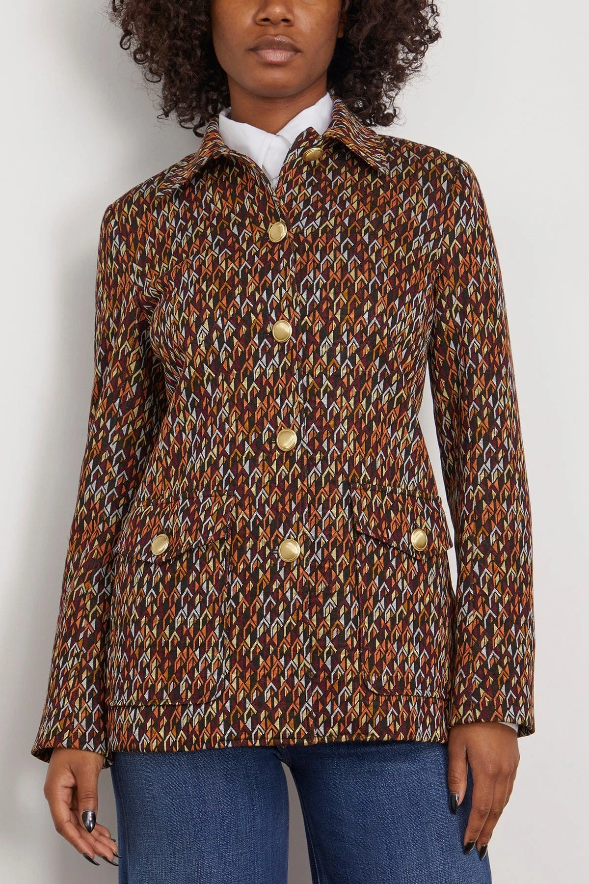 Button Up Tailored Jacket In Multi 5 Button Up Tailored Jacket In Multi - Image 3