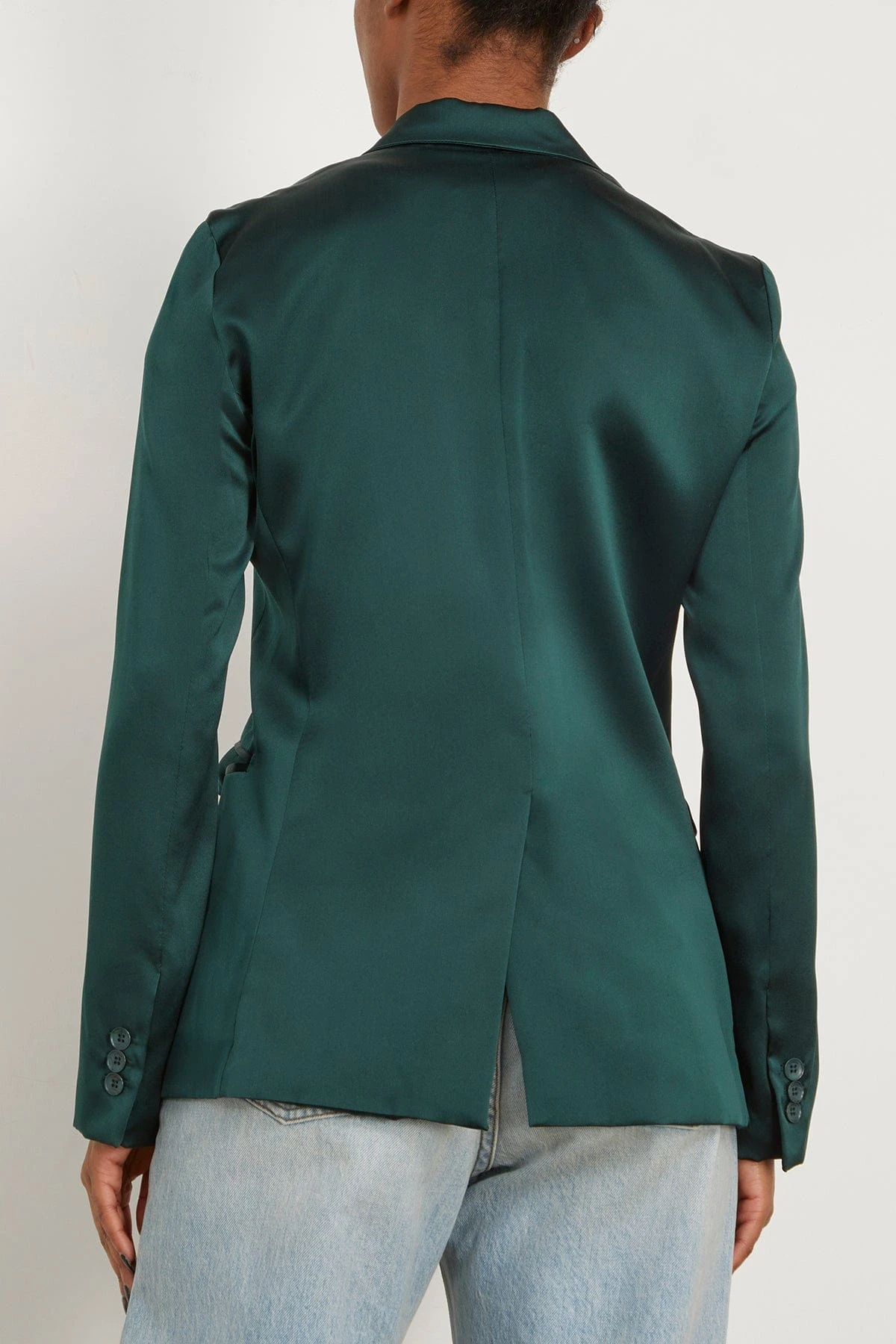 Virginie Double Breasted Silk Blazer In Deep Forest 6 Virginie Double Breasted Silk Blazer In Deep Forest - Image 4