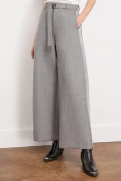 Sacai Chalk Stripe Bonding Pants In Gray -All Seasons Style sacai ChalkStripeBondingPantsinGray 2