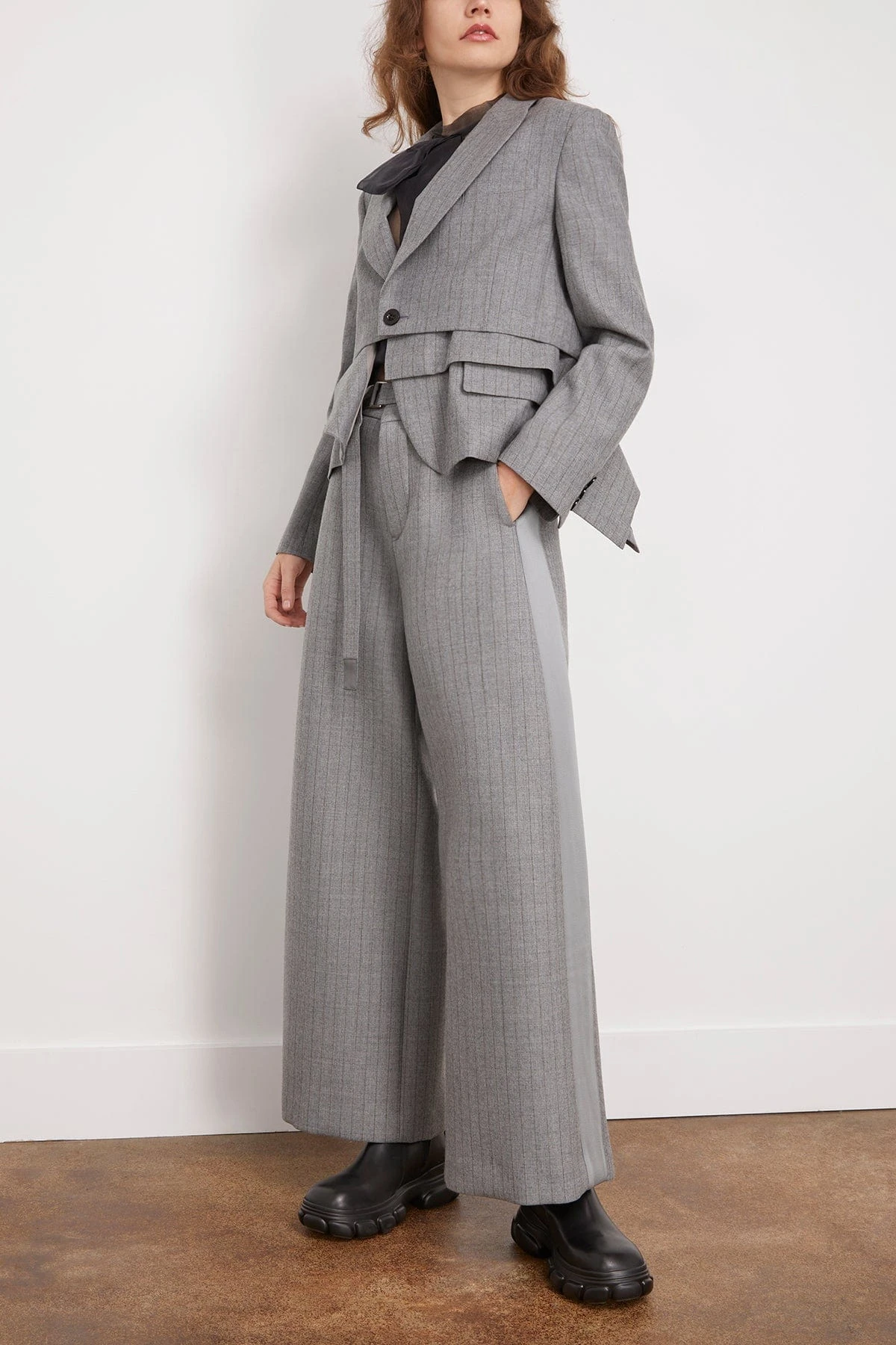 Sacai Chalk Stripe Jacket In Gray 4 Sacai Chalk Stripe Jacket In Gray - Image 2