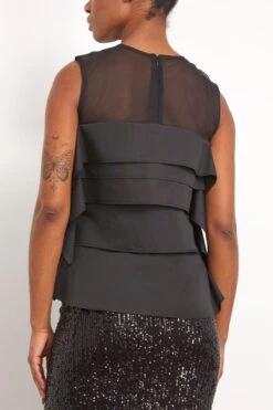 Sacai Chiffon Mix Cotton Poplin Pullover In Black 9 Sacai Chiffon Mix Cotton Poplin Pullover In Black -All Seasons Style sacai ChiffonMixCottonPoplinPulloverinBlack 3