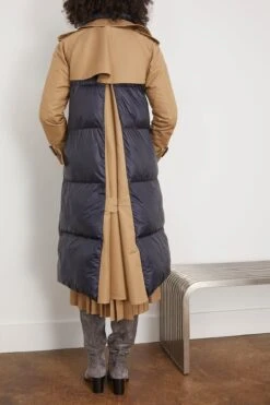 Sacai Cotton Gabardine X Padded Coat In Beige/Navy -All Seasons Style sacai CottonGabardinexPaddedCoatinBeigeNavy 3