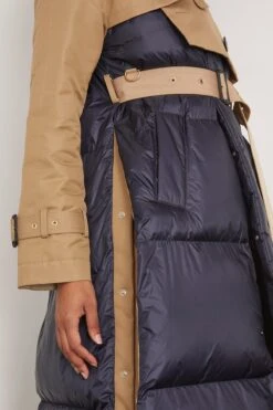 Sacai Cotton Gabardine X Padded Coat In Beige/Navy -All Seasons Style sacai CottonGabardinexPaddedCoatinBeigeNavy 4