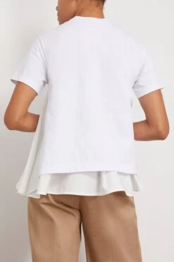 Sacai Cotton Poplin Mix Cotton Jersey T-Shirt In White 9 Sacai Cotton Poplin Mix Cotton Jersey T-Shirt In White -All Seasons Style sacai CottonPoplinMixCottonJerseyT ShirtinWhite 3