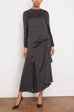 Sacai Polka Dot Flock Print Dress In Black -All Seasons Style sacai PolkaDotFlockPrintDressinBlack 2