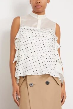 Sacai Polka Dot Flock Print Pullover In Off White -All Seasons Style sacai PolkaDotFlockPrintPulloverinOffWhite 2