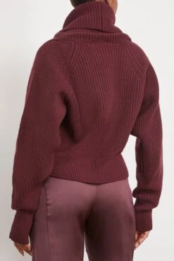 High Neck Sweater In Bordeaux -All Seasons Style sasuphi HighNeckSweaterinBordeaux 3