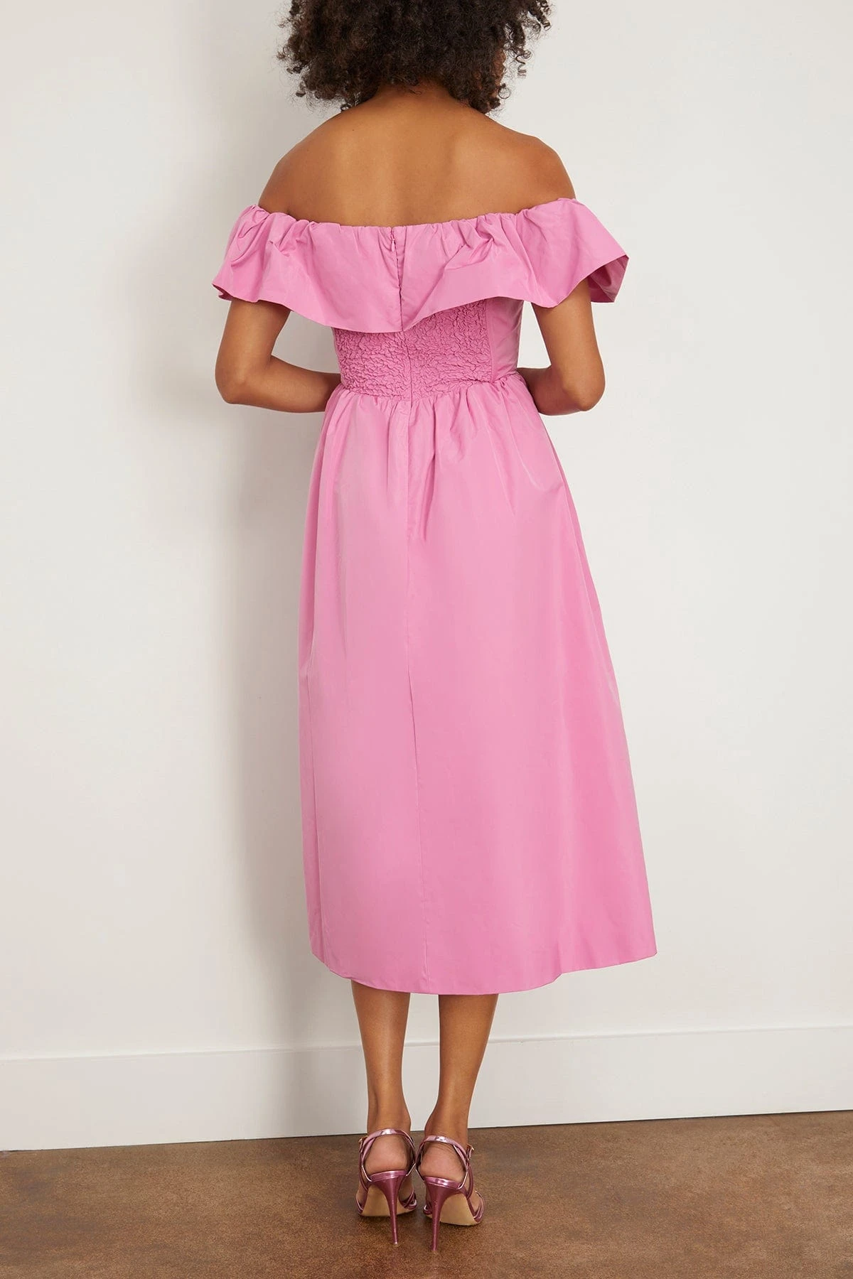 SEA Diana Taffeta Off Shoulder Dress In Pink 6 SEA Diana Taffeta Off Shoulder Dress In Pink - Image 4