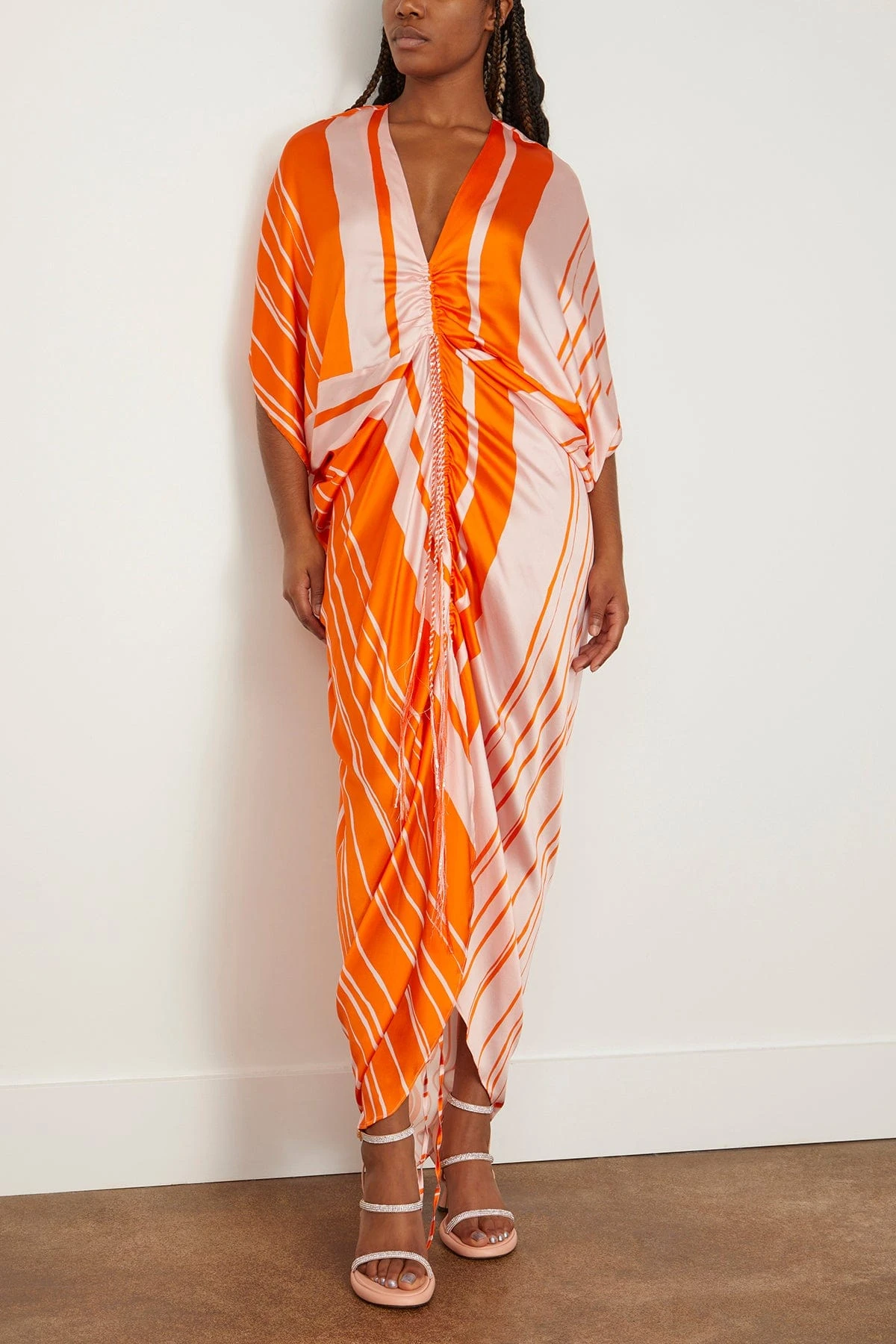 Cloister Dress In Orange Pink Stripes 5 Cloister Dress In Orange Pink Stripes - Image 3