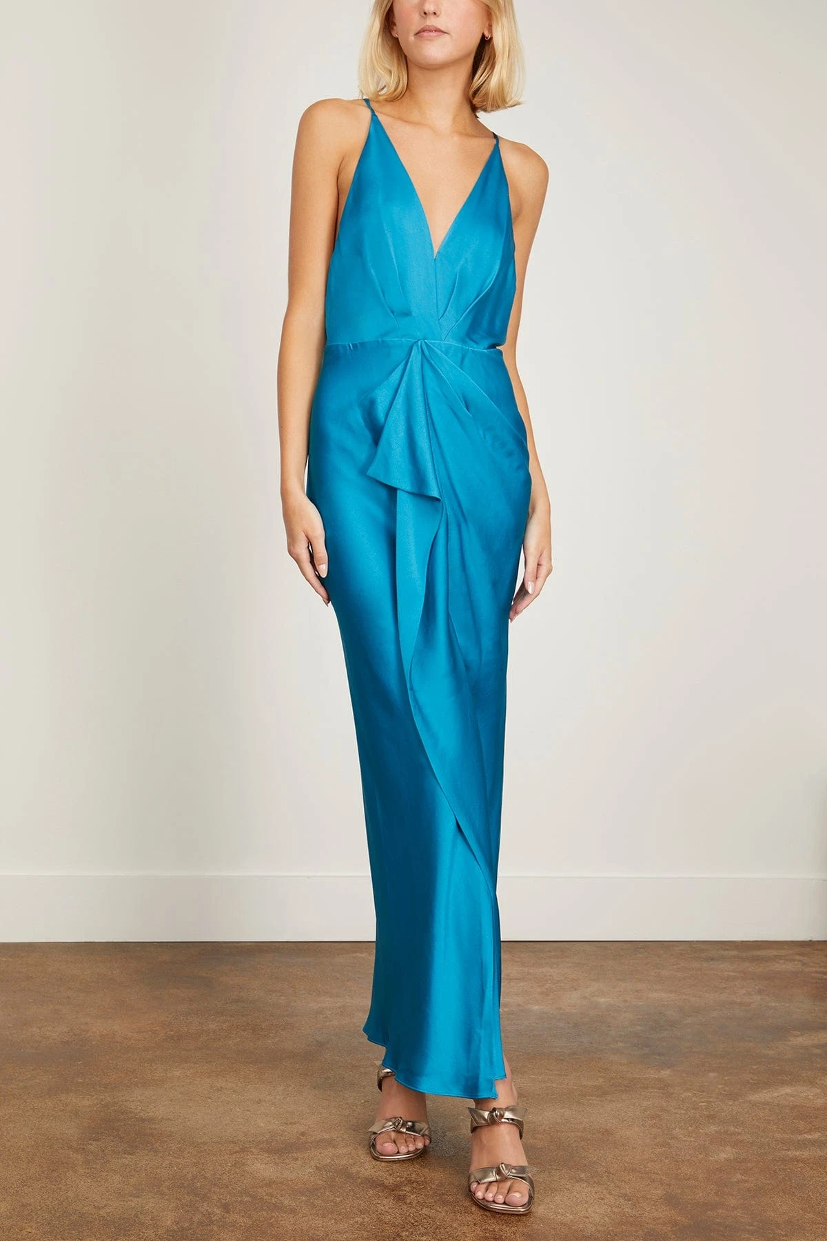 Giana Front Drape Gown In Phthalo Blue 5 Giana Front Drape Gown In Phthalo Blue - Image 3