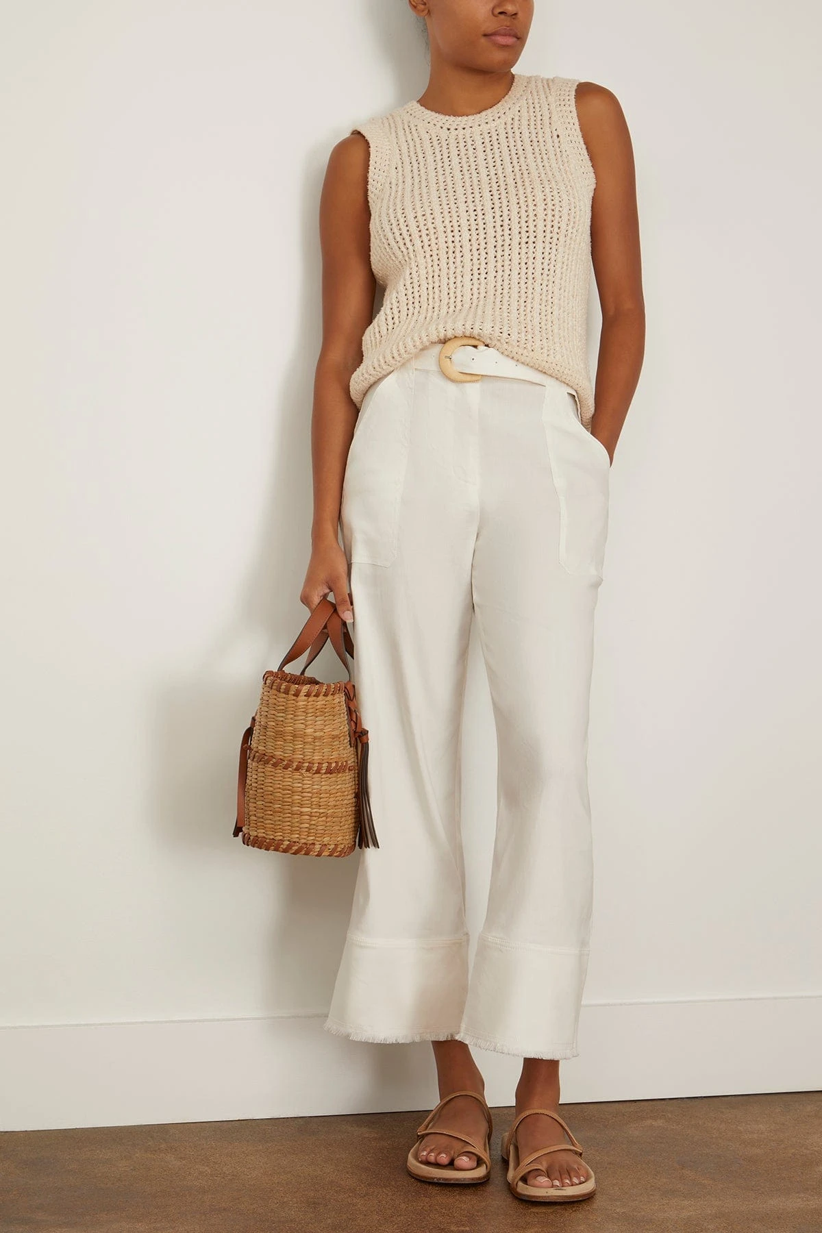 Summer Staples Belted Crop Wide Leg Pant In White 4 Summer Staples Belted Crop Wide Leg Pant In White - Image 2