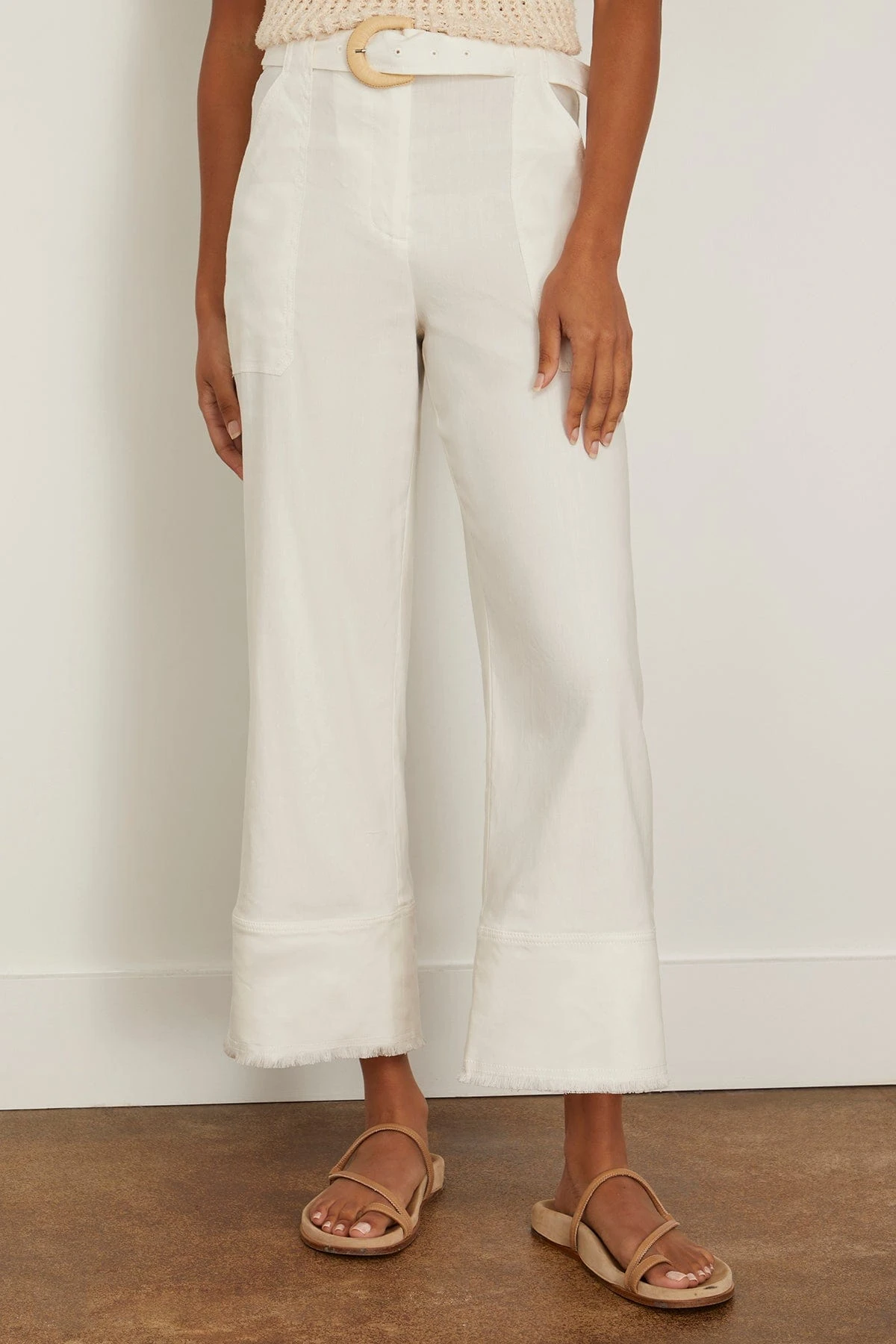 Summer Staples Belted Crop Wide Leg Pant In White 5 Summer Staples Belted Crop Wide Leg Pant In White - Image 3
