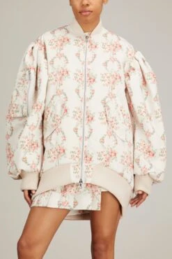 Simone Rocha Oversized Puff Sleeve Bomber Jacket In Wreath/Pearl 9 Simone Rocha Oversized Puff Sleeve Bomber Jacket In Wreath/Pearl -All Seasons Style simone OversizedPuffSleeveBomberJacketinWreathPearl 2