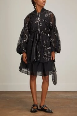 Simone Rocha Long Puff Sleeve Zip-Up Bomber Coat In Black 8 Simone Rocha Long Puff Sleeve Zip-Up Bomber Coat In Black -All Seasons Style simone rocha long puff sleeve zip up bomber coat in black 1