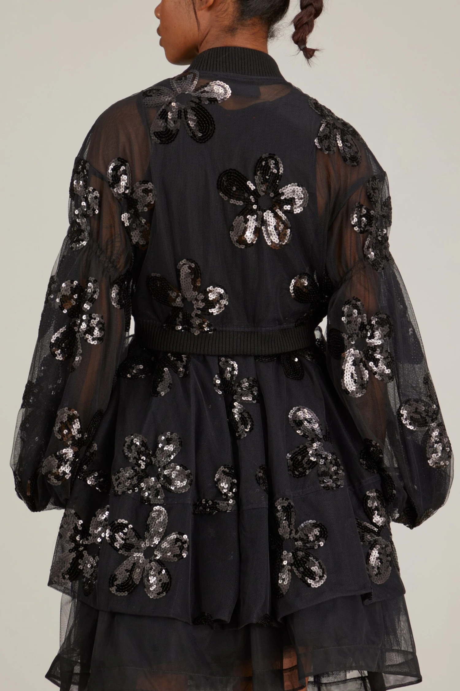 Simone Rocha Long Puff Sleeve Zip-Up Bomber Coat In Black 6 Simone Rocha Long Puff Sleeve Zip-Up Bomber Coat In Black - Image 4