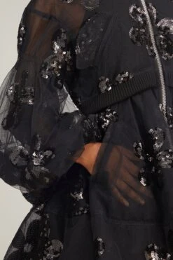 Simone Rocha Long Puff Sleeve Zip-Up Bomber Coat In Black 11 Simone Rocha Long Puff Sleeve Zip-Up Bomber Coat In Black -All Seasons Style simone rocha long puff sleeve zip up bomber coat in black 4