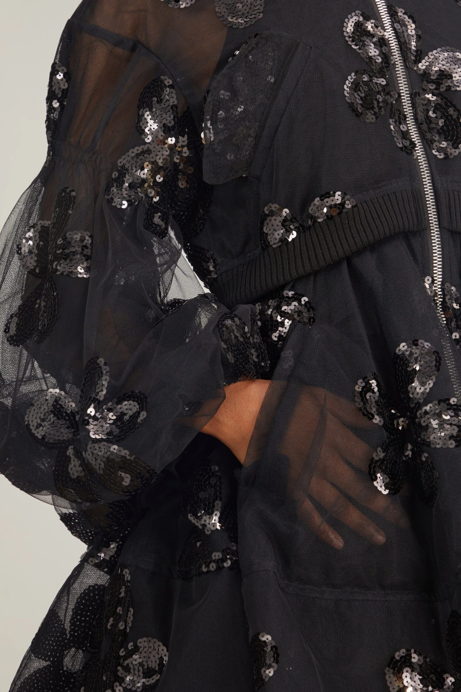 Simone Rocha Long Puff Sleeve Zip-Up Bomber Coat In Black 7 Simone Rocha Long Puff Sleeve Zip-Up Bomber Coat In Black - Image 5