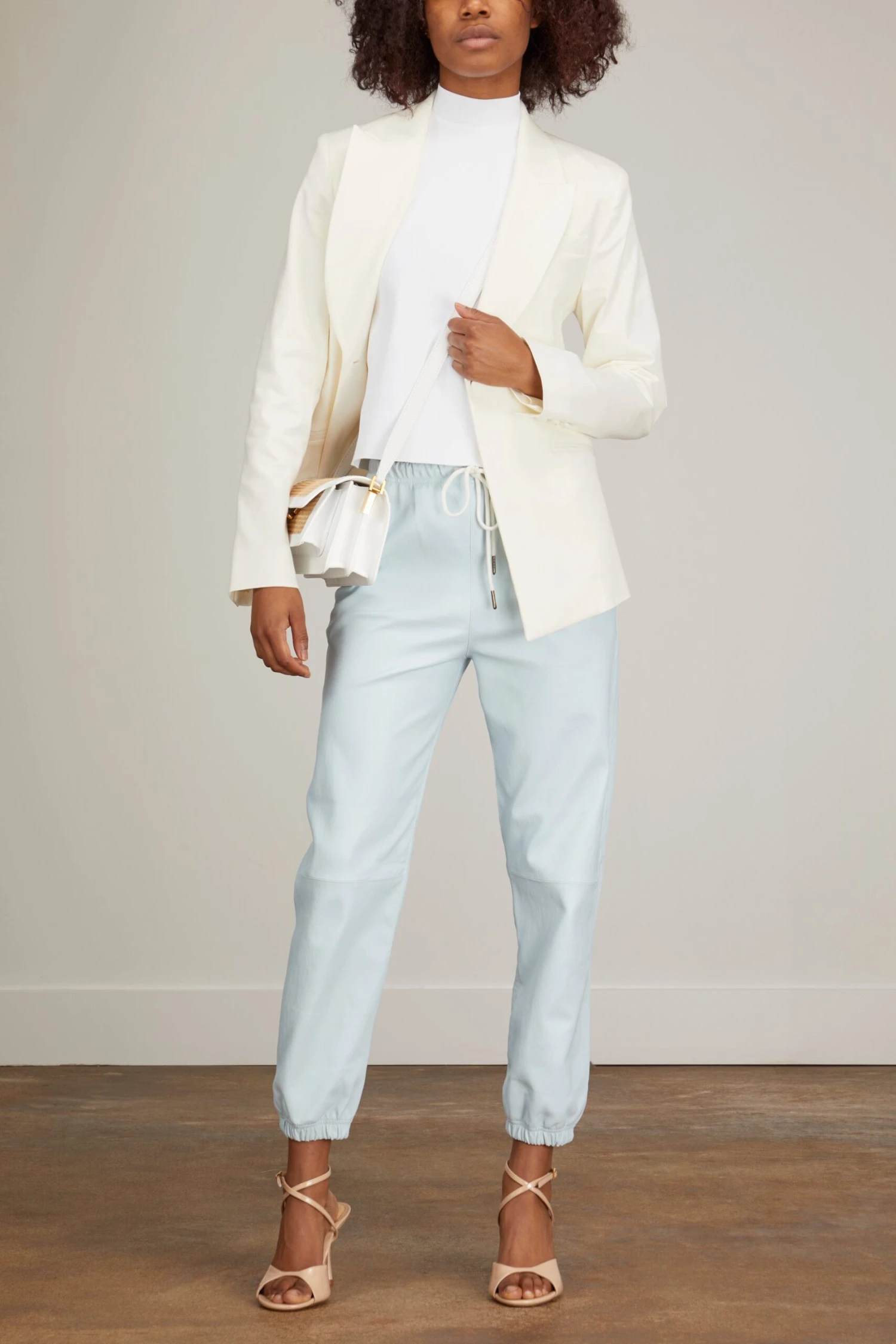 Leather Sweatpants In Celeste 4 Leather Sweatpants In Celeste - Image 2