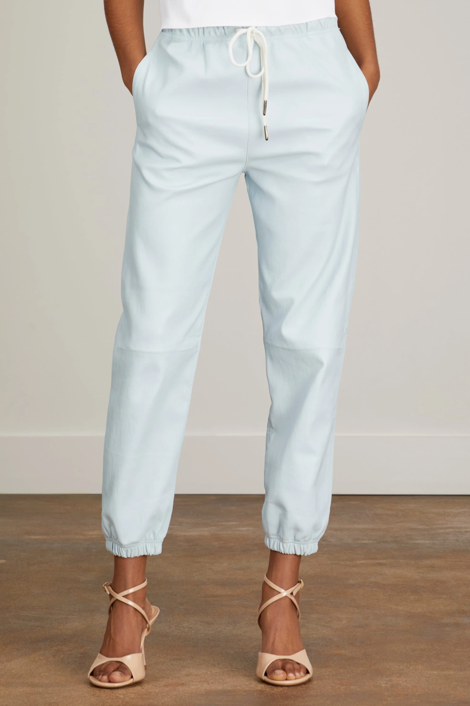 Leather Sweatpants In Celeste 5 Leather Sweatpants In Celeste - Image 3
