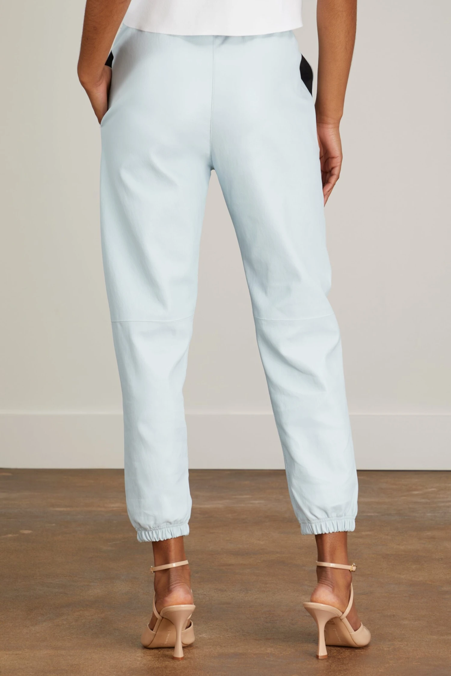 Leather Sweatpants In Celeste 6 Leather Sweatpants In Celeste - Image 4