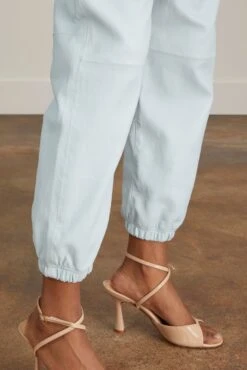 Leather Sweatpants In Celeste 11 Leather Sweatpants In Celeste -All Seasons Style sprwmn LeatherSweatpantsinCeleste 4