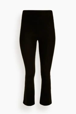 Front Page 29 High Waist Crop Flare Legging In Black Suede