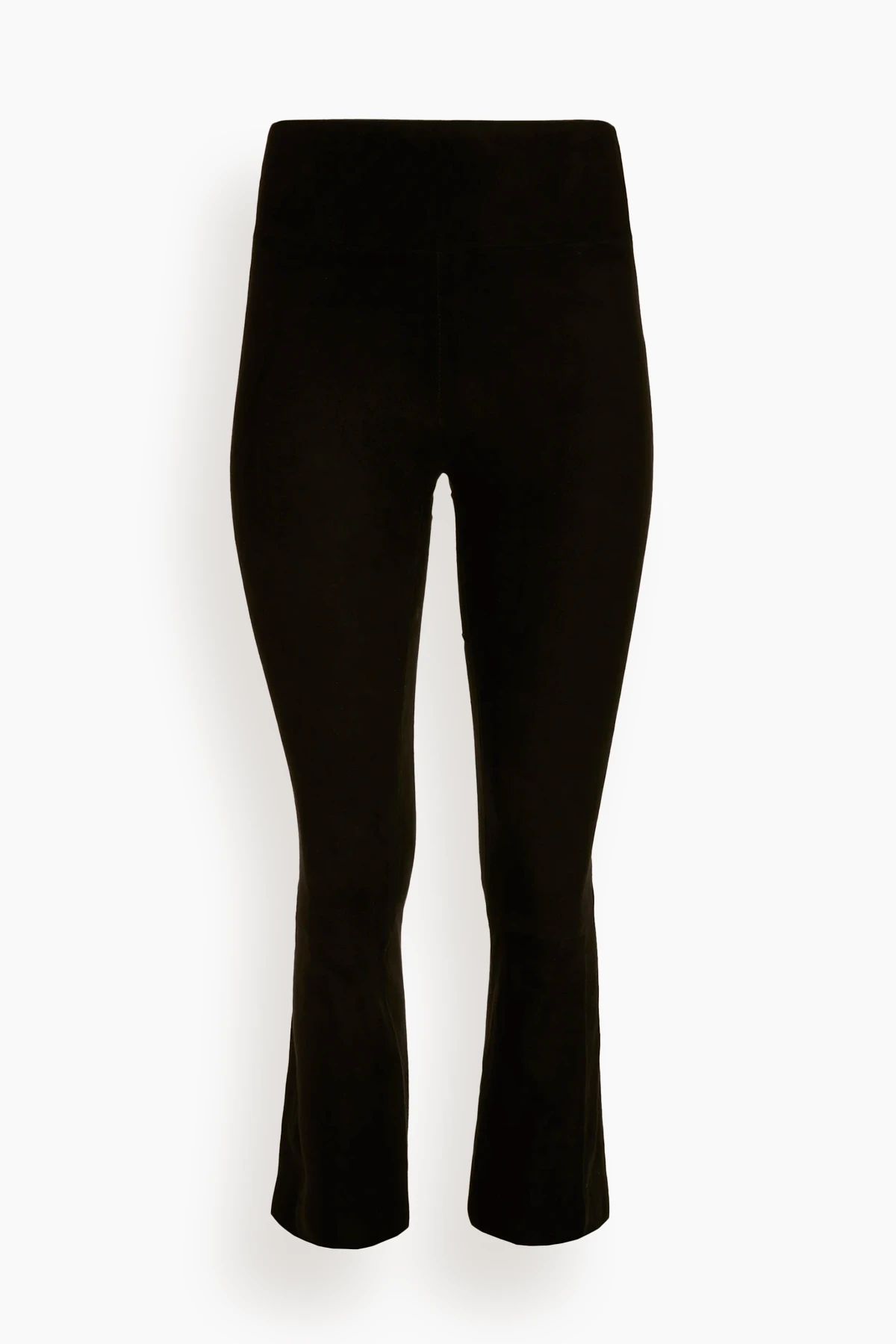 High Waist Crop Flare Legging In Black Suede 3 High Waist Crop Flare Legging In Black Suede