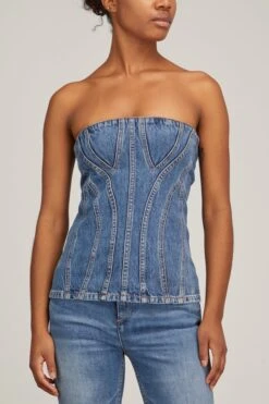 STELLA MCCARTNEY Vintage Denim Strapless Top In Mid Blue 10 STELLA MCCARTNEY Vintage Denim Strapless Top In Mid Blue -All Seasons Style stellamccartney VintageDenimStraplessTopinMidBlue 2