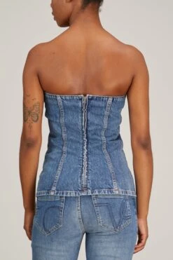 STELLA MCCARTNEY Vintage Denim Strapless Top In Mid Blue 11 STELLA MCCARTNEY Vintage Denim Strapless Top In Mid Blue -All Seasons Style stellamccartney VintageDenimStraplessTopinMidBlue 3