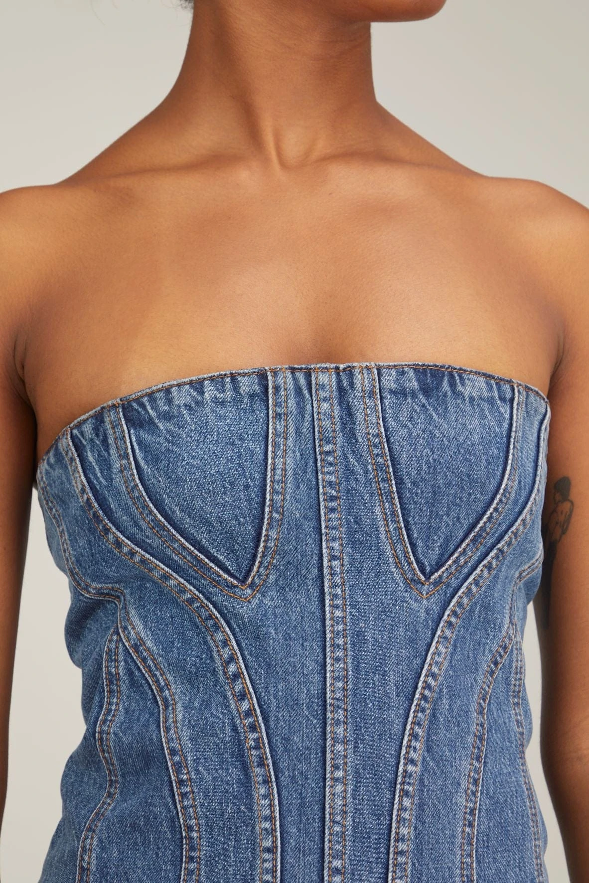 STELLA MCCARTNEY Vintage Denim Strapless Top In Mid Blue 7 STELLA MCCARTNEY Vintage Denim Strapless Top In Mid Blue - Image 5