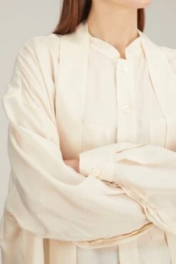 No Collar Workshirt In Cream 11 No Collar Workshirt In Cream -All Seasons Style tanaka NoCollarWorkshirtinCream 4