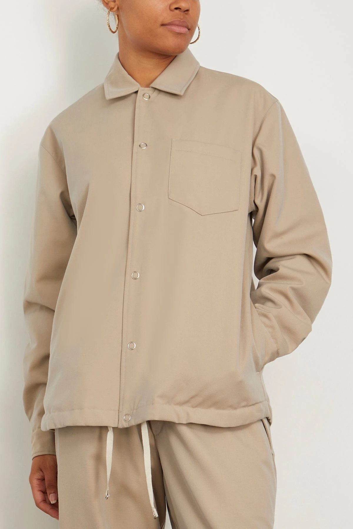 Padded Coach Shirt In Sand Beige 5 Padded Coach Shirt In Sand Beige - Image 3