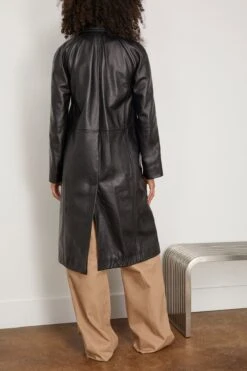 Toteme Raglan-Sleeve Leather Coat In Black -All Seasons Style toteme Raglan SleeveLeatherCoatinBlack 3