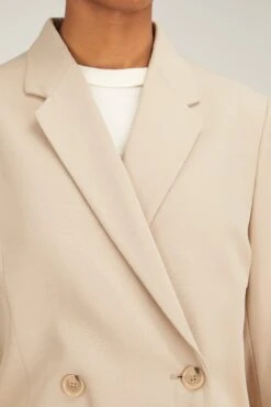 Toteme Double Breasted Vent Blazer In Beige -All Seasons Style toteme double breasted vent blazer in beige 4