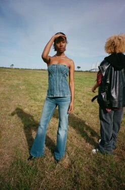 STELLA MCCARTNEY Vintage Denim Strapless Top In Mid Blue 13 STELLA MCCARTNEY Vintage Denim Strapless Top In Mid Blue -All Seasons Style trendy festival web