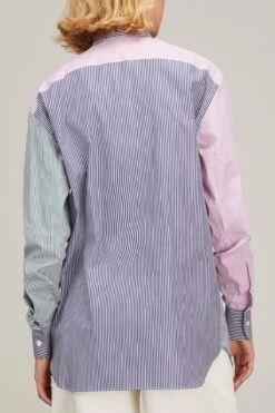 Classic Button Up Patchwork Top In Multi Stripe 9 Classic Button Up Patchwork Top In Multi Stripe -All Seasons Style woera classic button up patchwork top in multi stripe 3