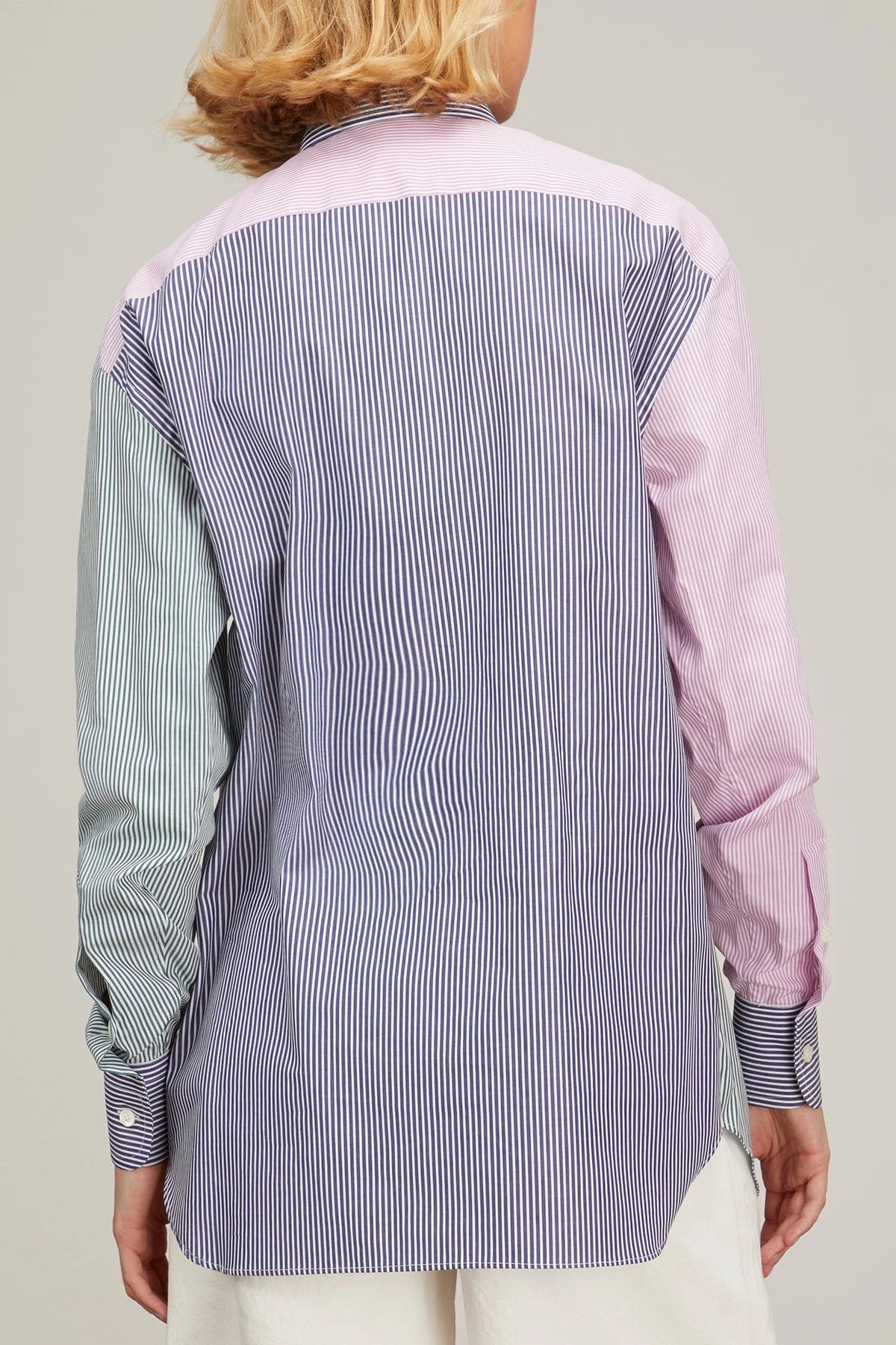 Classic Button Up Patchwork Top In Multi Stripe 6 Classic Button Up Patchwork Top In Multi Stripe - Image 4