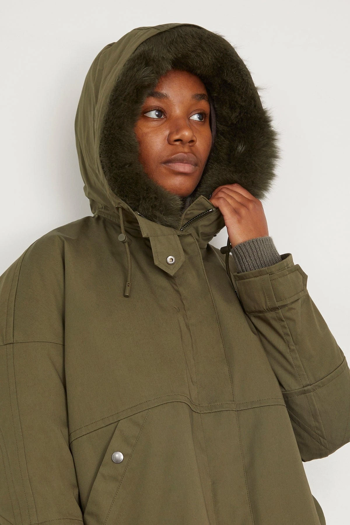 Cotton Parka Coat With Rabbit/Fox Trim In Hunter Green 7 Cotton Parka Coat With Rabbit/Fox Trim In Hunter Green - Image 5