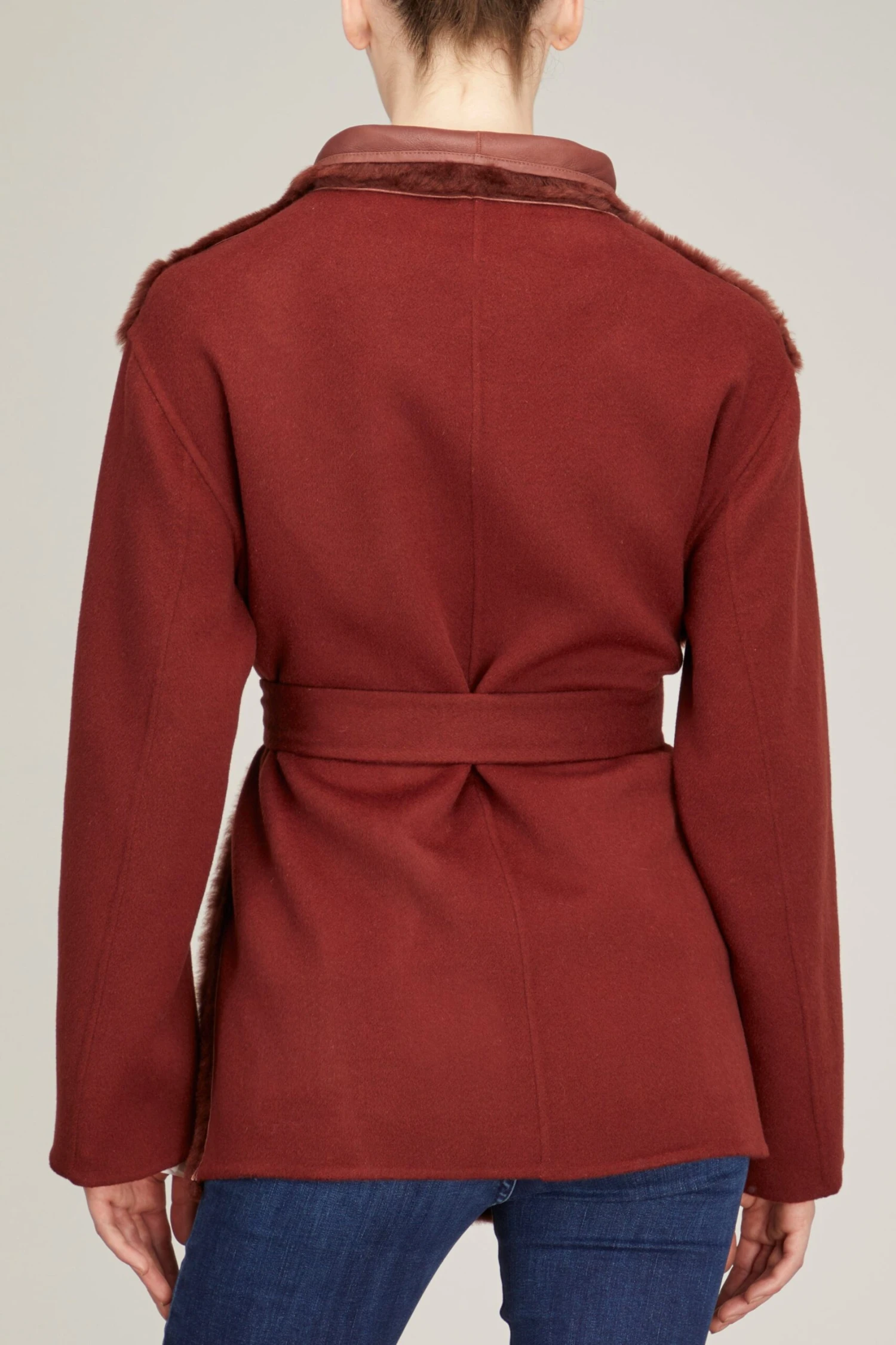 Double Face Cashmere Silky Lamb Jacket In Red Velvet 6 Double Face Cashmere Silky Lamb Jacket In Red Velvet - Image 4